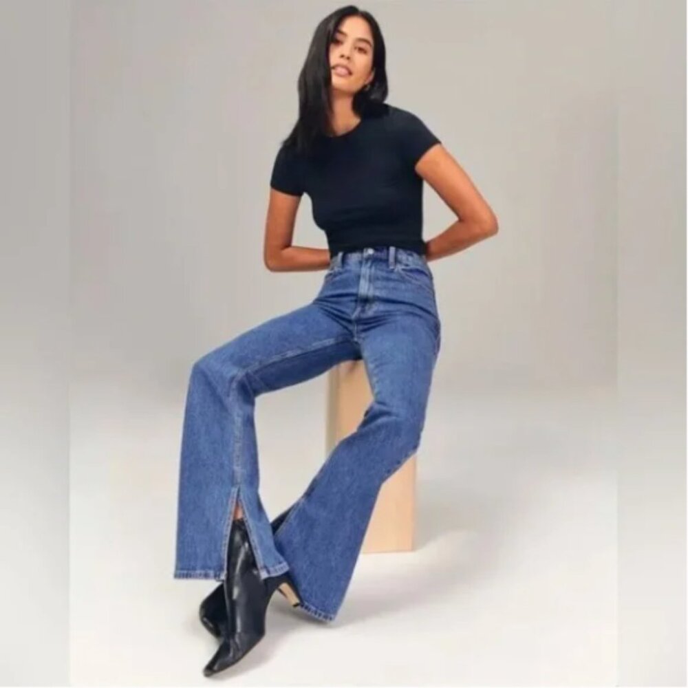 Abercrombie & Fitch Vintage Flare Ultra High Rise Jeans Split Hem